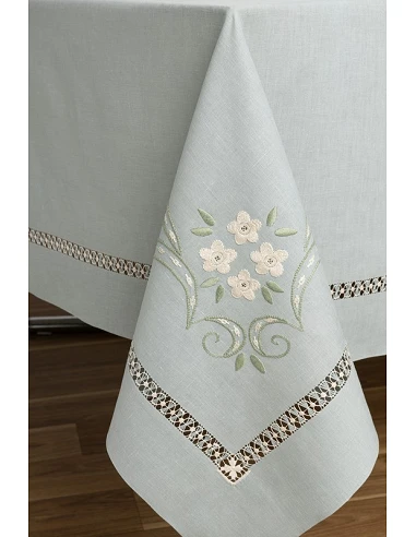 180x275 Mantel de lino Bordado A Mano...