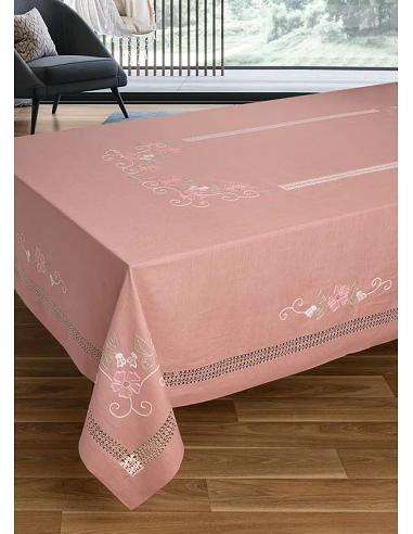 180x280 Mantel de lino Bordado A Mano