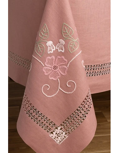 180x280 Mantel de lino Bordado A Mano