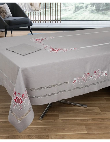 180x360 Mantel de lino Bordado A Mano...