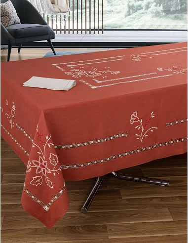 180x350 Mantel de lino Bordado A Mano...