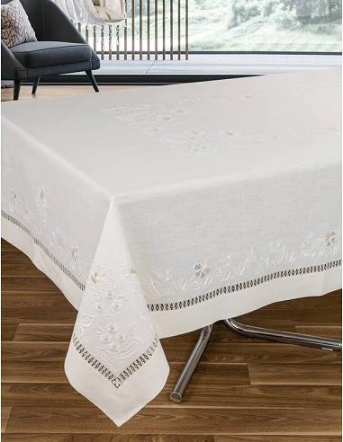 180x305 Mantel de lino Bordado A Mano...