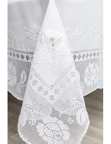 170x270 Mantel de lino Bordado A Mano...