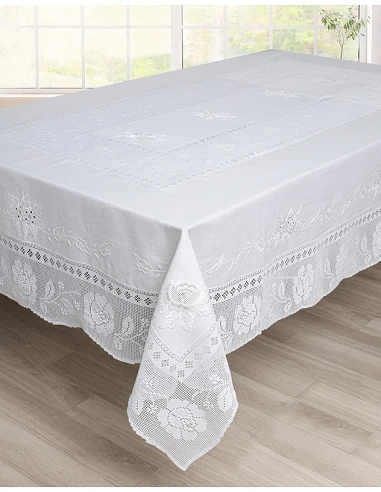 170x270 Mantel de lino Bordado A Mano...