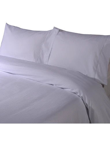 Jogo saco de edredão cetim 300 fios branco - Riscas Jacquard