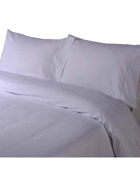 Jogo saco de edredão cetim 300 fios branco - Riscas Jacquard