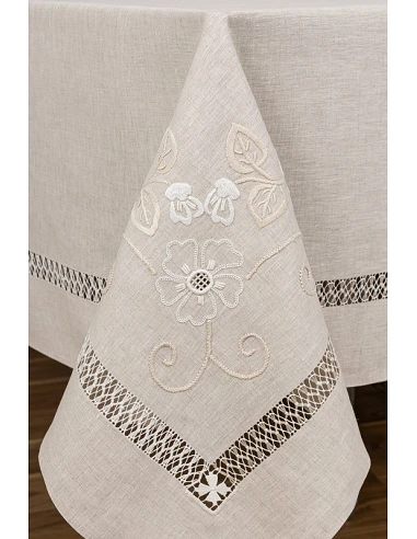 180x350 Mantel de lino Bordado A Mano...
