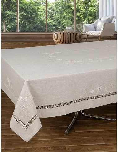 180x350 Mantel de lino Bordado A Mano...