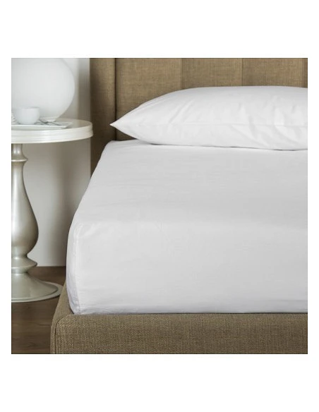 lençol de baixo ajustável 140x200 + 30 cm - Lençol capa cama 140 - Lençol branco algodão percal
