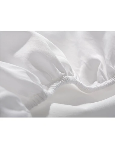 Sábana bajera ajustable 150x200 cm + 30 cm - Sábana bajera cama 150 -  Sábana blanca algodón percal