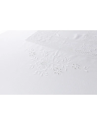 180x350 cm - Mantel de lino Bordado A...
