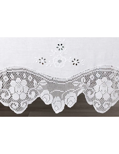 180x350 cm - Mantel de lino Bordado A...