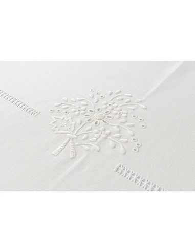 180x350 cm - Mantel de lino Bordado A...