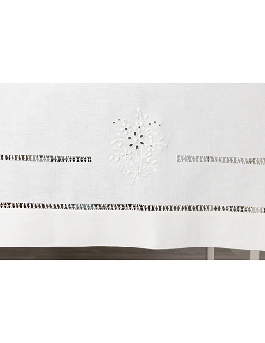 180x350 cm - Mantel de lino Bordado A...
