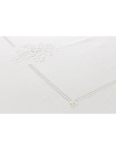 180x350 cm - Mantel de lino Bordado A...