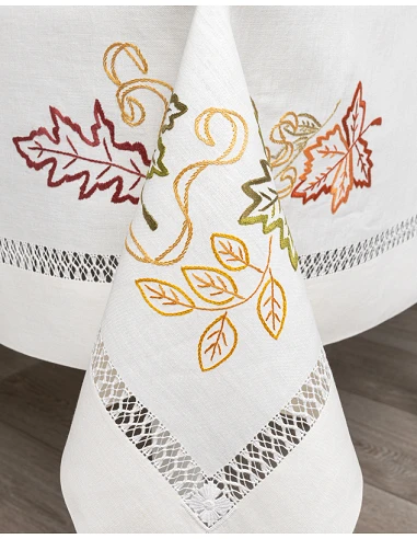 Mantel de lino bordado a mano 180x350...