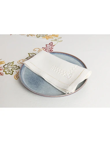 Toalha de mesa de linho bordada a mão...