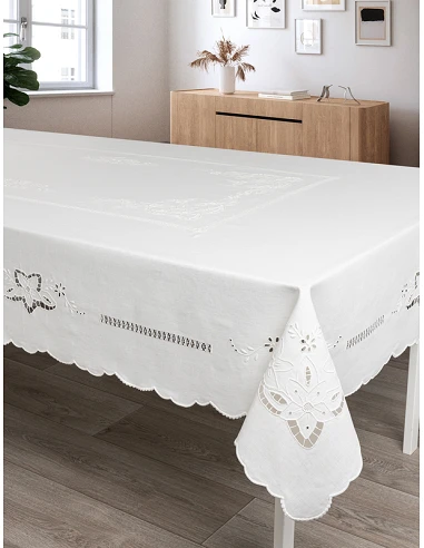 180x290 cm - Mantel de lino Bordado A...