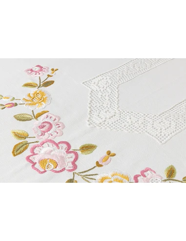 Mantel de lino bordado a mano 180x350 cm