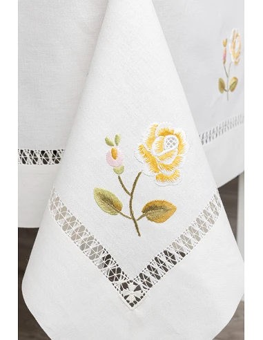 Mantel de lino bordado a mano 180x350 cm