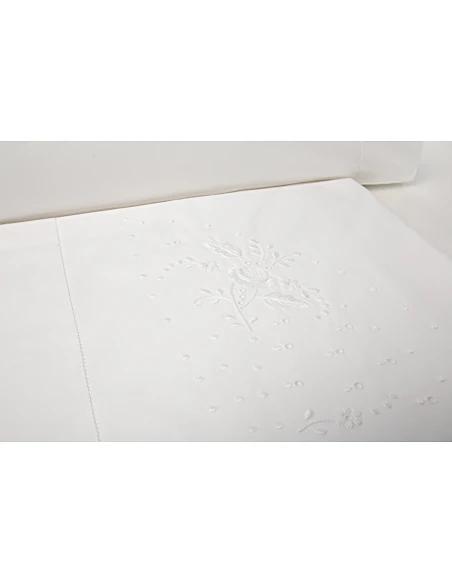 Juego de sábanas bordadas a mano  -  Tejido 100% algodón percal 200 hilos