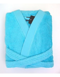 Albornoz kimono 100% algodón orgánico color azul turquesa - Portugal Natura 2