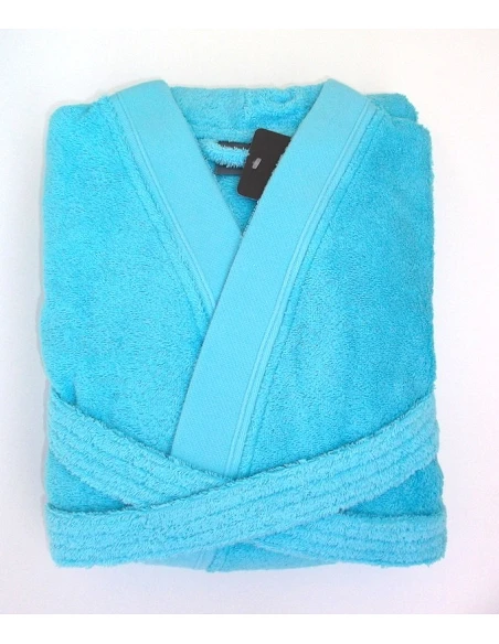 Albornoz kimono 100% algodón orgánico color azul turquesa - Portugal Natura