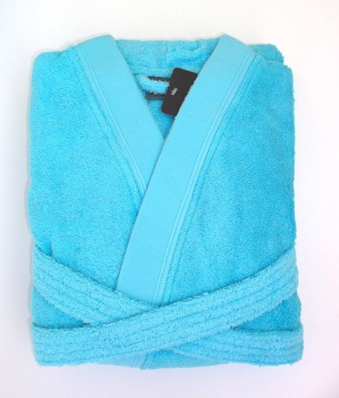 copy of Robe kimono 100% algodão penteado em azul turquesa- Portugal Natura: Azul Turquesa M