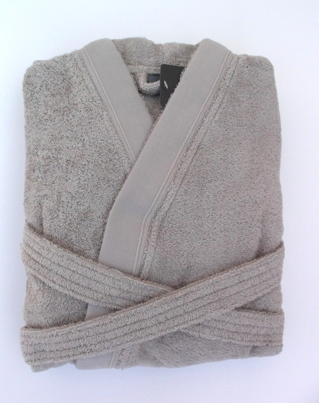 ROBE KIMONO 100% ALGODÃO PENTEADO EM TAUPE: Taupe M