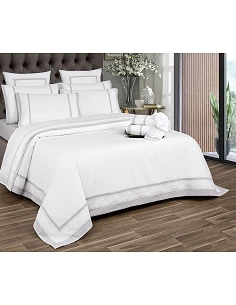 Juego de sábanas bordadas 100% algodón peinado percal blanco 200 hilos