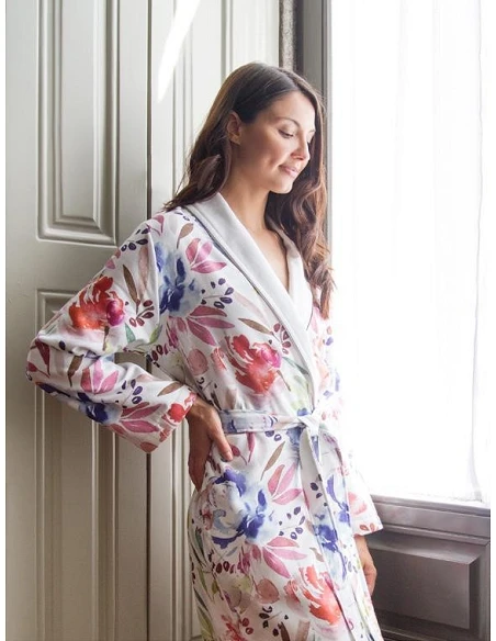 Albornoz baño mujer 100% algodón 290 gr./m2 watercolor Lasa Home
