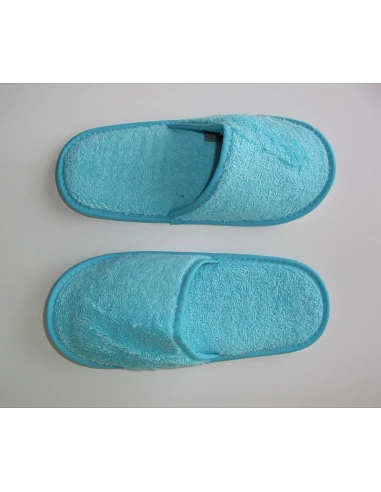 Zapatillas de baño en algodón peinado extra suave color azul turquesa - Portugal Natura