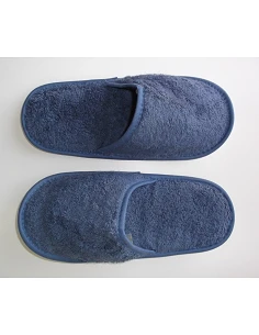 Chinelos de banho em algodão penteado extra suave cor azul marinho - Portugal Natura