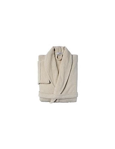 Albornoz con solapa clásico velour - 83% algodón  / 17% lino