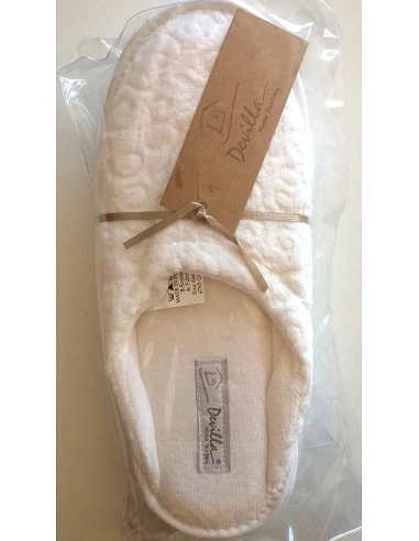 Zapatillas de baño jacquard 100 % algodón color marfil claro