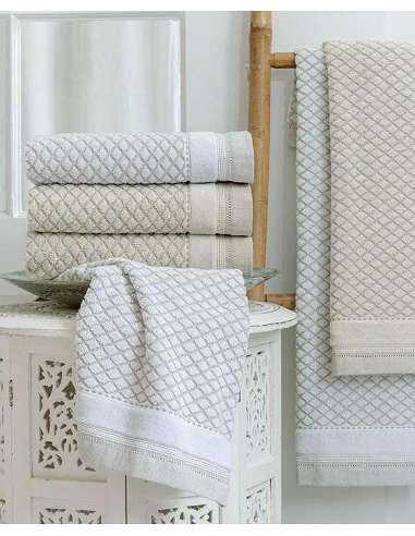 Jogo de toalhas de banho 3 peças 90% algodão 10% linho 500gr./m2 Lasa Home