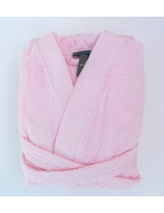 Robe kimono de mulher 100% algodão orgânico em rosa pastel  - Portugal Natura 2