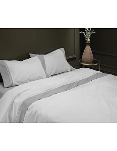 GRIS - JUEGO DE SÁBANAS 100% ALGODÓN PERCAL CON FINO BORDADO APLICADO GRIS - JUEGO DE SÁBANAS 100% ALGODÓN PERCAL CON FINO BORDADO APLICADO