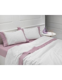 ROSA - JUEGO DE SÁBANAS 100% ALGODÓN PERCAL CON FINO BORDADO APLICADO ROSA - JUEGO DE SÁBANAS 100% ALGODÓN PERCAL CON FINO BORDADO APLICADO