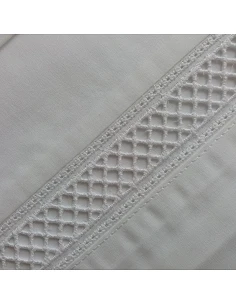 BLANCO - JUEGO DE SÁBANAS 100% ALGODÓN PERCAL CON FINO BORDADO APLICADO
