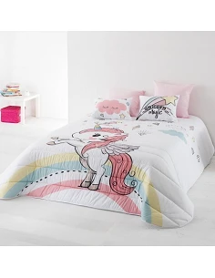 Edredom infantil unicornio - Edredom infantil rosa com almofadas