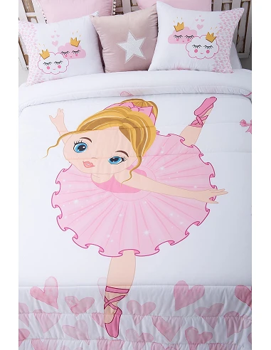Colcha infantil bailarina - Colcha infantil niña con cojines