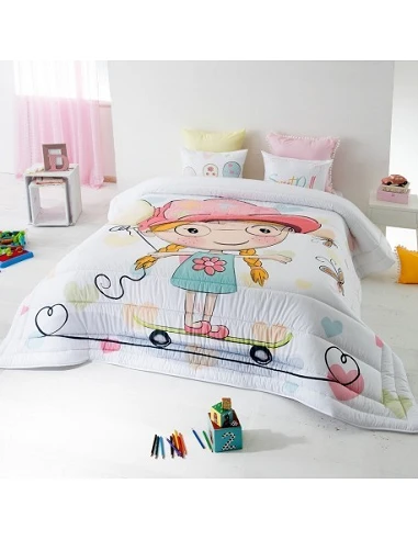 Edredom infantil Dolly - Edredom infantil rosa com almofadas