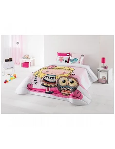 Edredom infantil Naomi - Edredom infantil rosa com almofadas