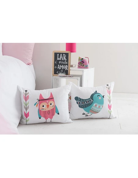 Edredom infantil Naomi - Edredom infantil rosa com almofadas