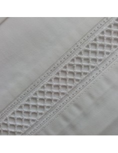 BLANCO - CAMA 180/200 CM - JUEGO DE SÁBANAS 100% ALGODÓN PERCAL BLANCO CON FINO BORDADO APLICADO 280X300 CM