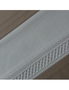 TAUPE - CAMA 180/200 CM - JUEGO DE SÁBANAS 100% ALGODÓN PERCAL BLANCO CON FINO BORDADO APLICADO 280X300 CM