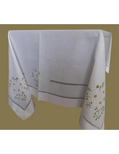 180x350 Toalha de mesa de linho bordada a mão - bordados da lixa 