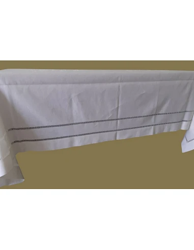 180x350 Toalha de mesa de linho bordada a mão - bordados da lixa 