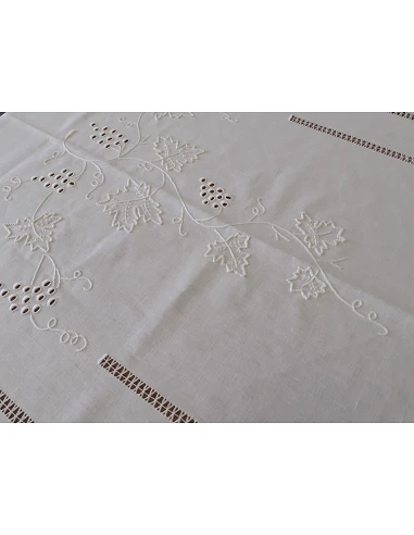 180x350 Toalha de mesa de linho bordada a mão - bordados da lixa 